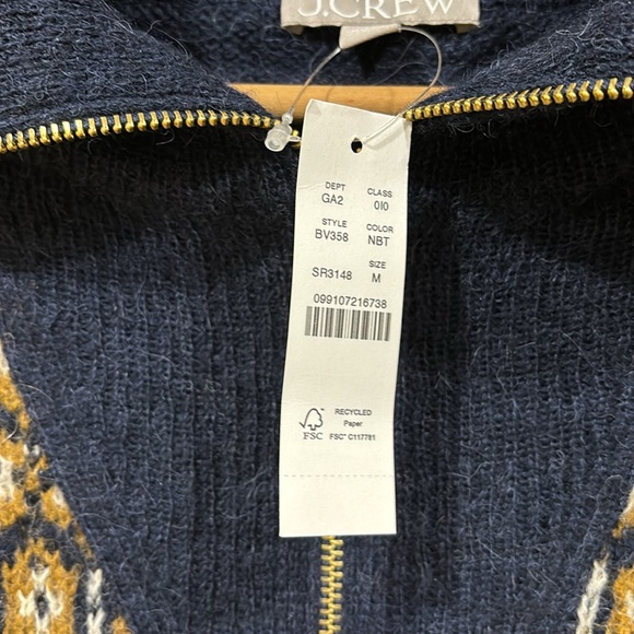 NWT J. Crew Fair Isle half-zip sweater in brushed yarn Size Medium - Picture 7 of 10